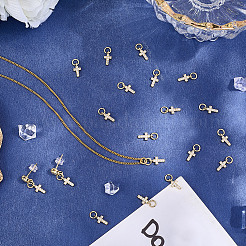 20Pcs Brass Micro Pave Cubic Zirconia Tiny Cross Charms&nbsp;ZIRC-SC0001-36