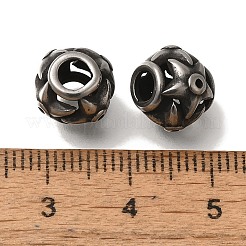 304ステンレススチールヨーロピアンビーズ  大穴ビーズ  花とロンデル  アンティークシルバー  10x8.5mm  穴：4mm&nbsp;STAS-D191-12A-AS