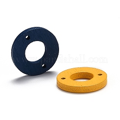塗装された天然ポプラ材のリンク  ドーナツ  ミックスカラー  18x2.5mm  穴：1.6mm&nbsp;WOOD-T021-01-M