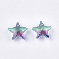 レインボーk9ガラスチャーム  多面カット  スター  カラフル  15.5x16.5x7.5mm  穴：1mm&nbsp;GLAA-S180-16E