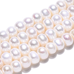 天然養殖淡水パールビーズ連売り  ロンデル  貝殻色  8~9.5x5.5~7mm  穴：0.7mm  約56~60個/連  14.88インチ〜15.87インチ（37.8~40.3cm）&nbsp;PEAR-N015-08A