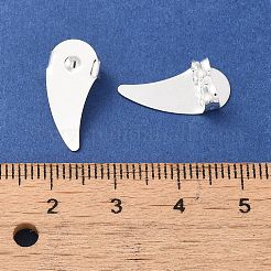 真鍮のスタッドピアスのパーツ  翼  銀  18x8.5x0.4mm  穴：1mm&nbsp;FIND-Z039-01A-S