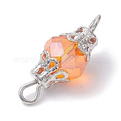 鉄製コネクタリンク付き混合色ガラス  ラウンド  プラチナ  18.5x7.5mm  穴：2mm  8個/セット&nbsp;PALLOY-JF02642-03