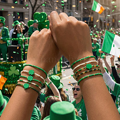 10Pcs Saint Patrick's Day Resin & Glass Seed Beads Stretch Bracelets&nbsp;CW0508
