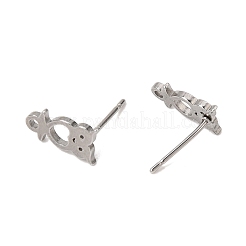 304ステンレススチール製フクロウ型スタッドピアス金具  カン付き  プラチナ  11x6mm  ピン：11mm&nbsp;SA-CBAAD0D-04P