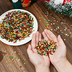 160g4色のプラスチックスパンコールビーズ  半カップ状のスパンコールビーズ  中ハート孔  ミックスカラー  6~7x0.5mm  穴：1mm  40 G /カラー&nbsp;PVC-DC0001-08