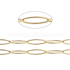304ステンレススチールホースアイリンクチェーン  溶接されていない  スプールで  ゴールドカラー  20x6x1mm  約32.81フィート（10m）/ロール&nbsp;CHS-C006-14G