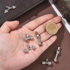 6個3スタイル304ステンレススチールペンダント  ダンベルチャーム  ステンレス鋼色  20~28x8~10mm  穴：6x3mm  2個/スタイル&nbsp;STAS-CJ0002-50