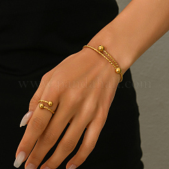 Minimalist Stainless Steel Cuff Bangles & Rings Sets for Women&nbsp;IM2160