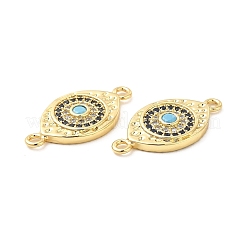 Rack Plating Brass Micro Pave Blue & Clear Cubic Zirconia Connector Charms&nbsp;KK-D087-02G