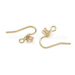 シェグレース 真鍮 パヴェ キュービックジルコニア イヤリング金具  耳ワイヤー  18KGP本金メッキ  15x5mm  穴：2mm  ピン：0.8mm&nbsp;XGRQ4S971-739G