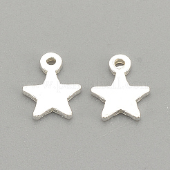 925スターリングシルバーチャーム  スター  銀  7.5x6x0.5mm  穴：0.8mm&nbsp;STER-S002-30S