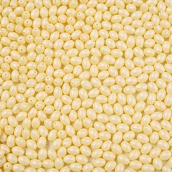 焼付塗装ガラスシードビーズ  オーバル  レモンシフォン  5x3.5mm  穴：0.8mm  約5000個/ポンド&nbsp;SEED-C004-04A