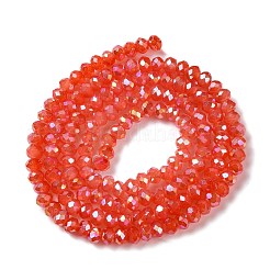 電気メッキガラスビーズ連売りを焼く  ABカラー  多面カット  ロンデル  トマト  4x3mm  穴：1mm  約105~110個/連  38~39cm&nbsp;X-DGLA-A039-J4mm-B01