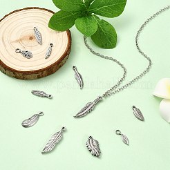 11個11スタイル304ステンレススチールペンダント  羽  ステンレス鋼色  15~28x3~10mm  1個/スタイル&nbsp;STAS-CJ0003-40