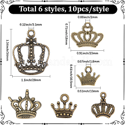 60Pcs 6 Styles Tibetan Style Alloy Charms&nbsp;FIND-BM0001-46