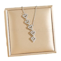Brass Micro Pave Clear Cubic Zirconia 5 Heart Pendant 304 Stainless Steel Cable Chain Necklaces for Women&nbsp;WG71264-02