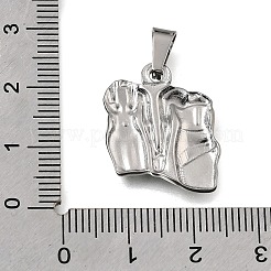 304ステンレスペンダント  201ステンレススチールスナップオンベイル付き  人間のチャーム  ステンレス鋼色  19.5x18x2.5mm  穴：7x3.5mm&nbsp;STAS-G400-07P