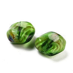 ガラスビーズ  ナゲット  DIYブレスレットアクセサリー  グリーン  10x11.5x7mm  穴：1.2mm&nbsp;GLAA-U003-02A