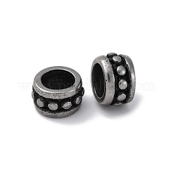 304ステンレススチールヨーロピアンビーズ  大穴ビーズ  コラム  アンティークシルバー  7x4.5mm  穴：4.5mm&nbsp;STAS-D301-03AS