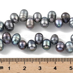 染色天然淡水パールビーズ連売り  トップ掘削  ライス  ブラック  6~7mm  穴：0.6mm  約35個/連  7.09インチ（18cm）&nbsp;PEAR-A006-28A