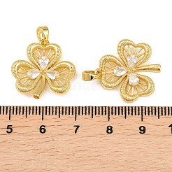 Brass Micro Pave Clear Cubic Zirconia Pendants&nbsp;KK-H262-14G