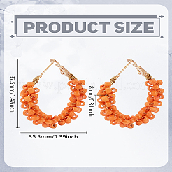 1 Pair Alloy Glass Seed Beads Hoop Earrings&nbsp;EJEW-LP0003-65G