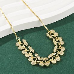 Brass Micro Pave Clear Cubic Zirconia Fruit Bib Necklaces&nbsp;NJEW-F342-01B-G