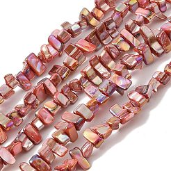 天然淡水シェルビーズ連売り  染め  ABカラー  ナゲット  ミックスカラー  7~17.5x5~5.5x6~8.5mm  穴：1.2mm  約72~73個/連  15.35''（39センチメートル）&nbsp;BSHE-H018-07
