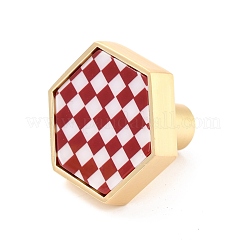 Hexagon with Grid Pattern Brass Box Handles & Knobs&nbsp;DIY-P054-A02
