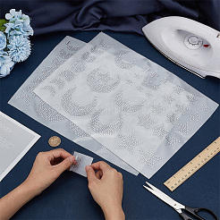 ガラスホットフィックスラインストーン  アップリケの鉄  衣装の襟のアクセサリー  ムーム＆スター  クリスタル  360x266x1.5mm&nbsp;DIY-WH0504-343
