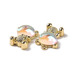 合金ペンダント  樹脂カボション付き  クマ  ゴールドカラー  19x13x6mm  穴：1.6mm&nbsp;LS-PALLOY-D006-03G