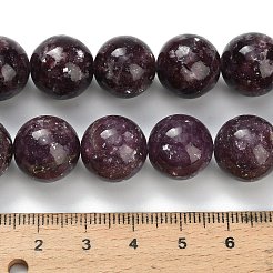 天然レピドライト/パープルマイカストーンビーズ連売り  ラウンド  グレードA  14mm  穴：1.2mm  約29個/連  15.91''（40.4センチメートル）&nbsp;G-H335-B03-14mm-A