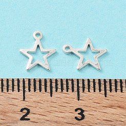 スターリングシルバー チェーン エクステンダー ドロップ 925 個  エクステンダーチェーンタブ  中空スター  銀  8x7x0.7mm  穴：0.8mm&nbsp;STER-F053-10S