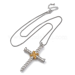 Brass Screw Cross Pendant Box Chain Necklaces for Women Men&nbsp;NJEW-C067-06P
