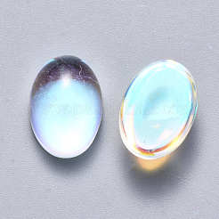 ガラスカボション  ABカラーメッキ  オーバル  クリアAB  18x13x7mm&nbsp;GLAA-S190-011A-B01