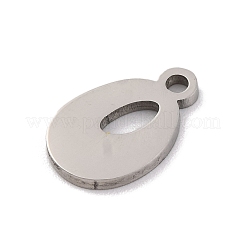 変色しない201ステンレススチールチャーム  レーザー切断  レターチャーム  アルファベットのO  10.5x7x1mm  穴：1.2mm&nbsp;STAS-U016-01P-O