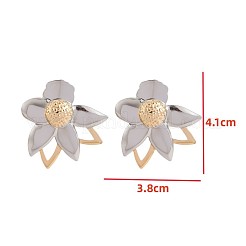 女性用合金スタッドピアス  花  ゴールデン·ステンレス鋼色  41x38mm&nbsp;WG34C83-01