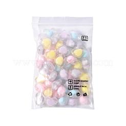 50個5色透明アクリルビーズ  艶消し  二層ビーズ  ハート  ミックスカラー  13x17x9.5mm  穴：2.5mm  10個/カラー&nbsp;TACR-CC0001-02