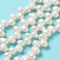 天然養殖淡水パールビーズ連売り  ライス  アンティークホワイト  8~12x7~8mm  穴：0.7mm  約59~60個/連  13.98''（35.5センチメートル）&nbsp;PEAR-J007-50