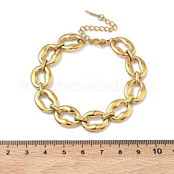 女性用304ステンレススチールオーバルリンクチェーンブレスレット  ゴールドカラー  6.50インチ（16.5cm）&nbsp;BJEW-F533-02A-G