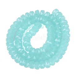 ジェイド風ガラスビーズ連売り  ロンデル  多面カット  ターコイズ  7.5~8x5mm  穴：1~1.2mm  約77~81個/連  14.96~17.32インチ（38~44cm）&nbsp;GLAA-Q114-01A-C02
