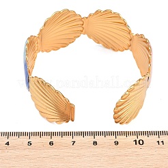 女性用304ステンレススチールエナメルカフバングル  シェル形状  ゴールドカラー  カラフル  内径：2.19インチ（5.55cm）&nbsp;LS-BJEW-G789-01G
