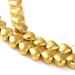 電気メッキガラスビーズセット  ハート  黄金メッキ  6x6.5x4mm  穴：0.8mm  約69個/連  15.04''（38.2センチメートル）&nbsp;EGLA-H109-12F-01