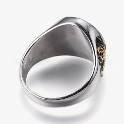304ステンレススチールワイドバンドリング  目で三角形  アンティークシルバー＆アンティーク金色  サイズ13  23mm&nbsp;RJEW-G092-27AG-23mm