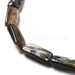 天然パウアシェルビーズ連売り  長方形  13~15.5x6~7x3.5~6mm  穴：0.8mm  約27個/連  15.94~16.34インチ（40.5~41.5cm）&nbsp;SHEL-G014-09