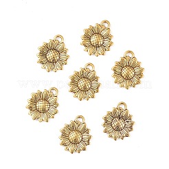 ヒマワリチベットスタイルの合金のペンダント  カドミウムフリー＆鉛フリー  アンティーク黄金  18x15.5x2.5mm  穴：2mm&nbsp;TIBEP-YW0001-52AG