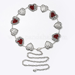 Rose Flower Dark Red Heart Virgin Mary Alloy & Epoxy Resin Link Chain Waist Belly Chains for Women&nbsp;FS-WG30022-01