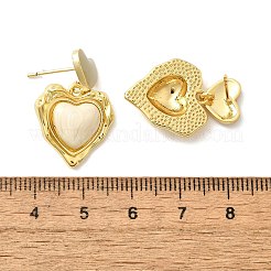 Heart Brass Enamel Stud Earrings&nbsp;EJEW-Z086-17G-01