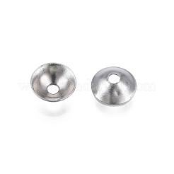 変色しない304ステンレススチールビーズキャップ  花弁のない  半円  ステンレス鋼色  6x2mm  穴：1.4mm&nbsp;STAS-S057-48B-P